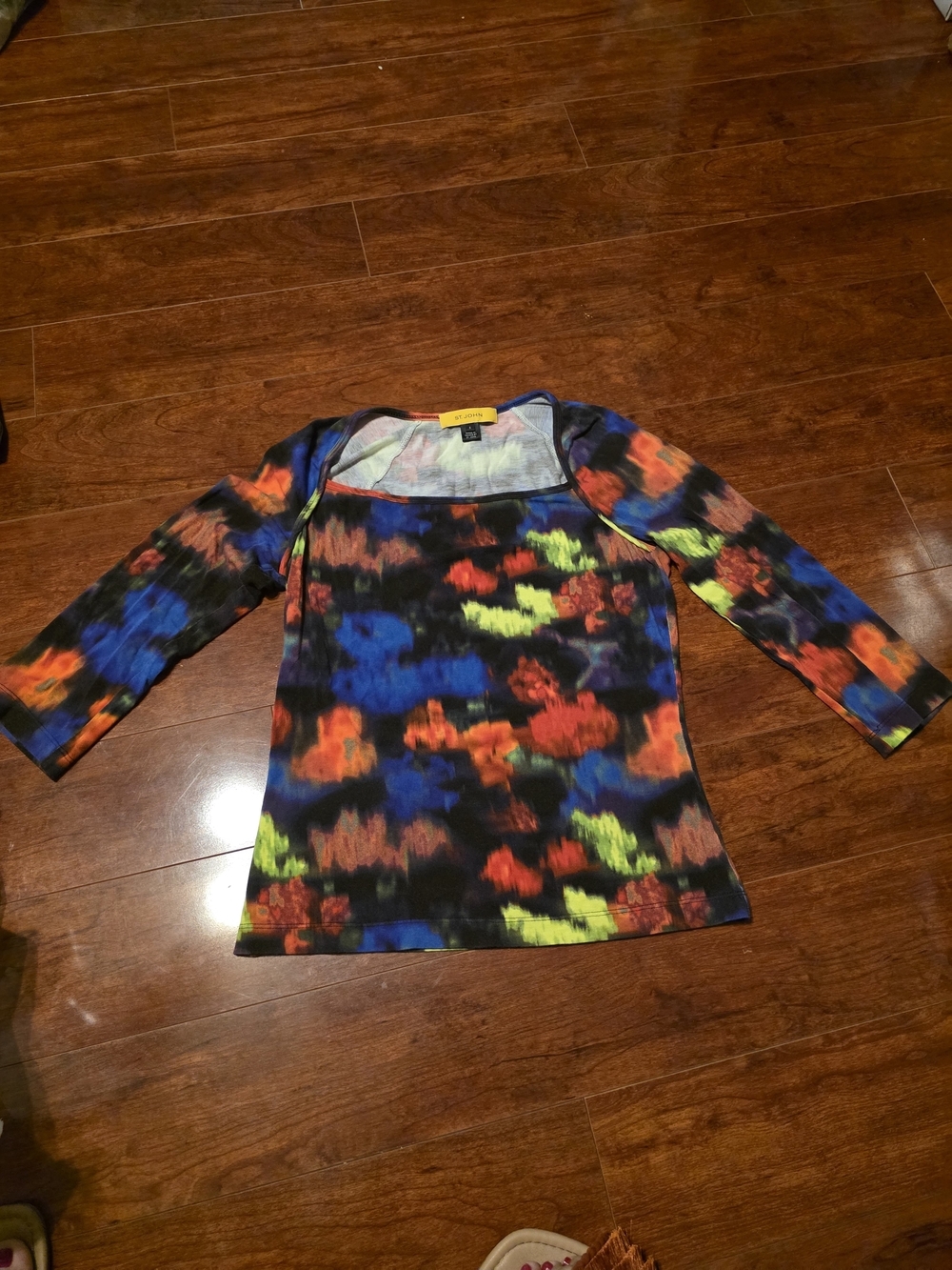 St. John Multicolor Knit Top with Neon Accents